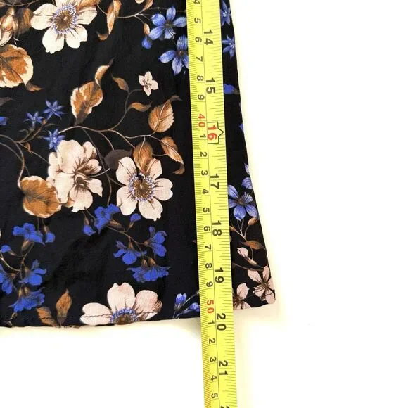 Amour Vert Floral Print Silk Blouse Top V Neck Waist Wrap Long Bell Slv - Picture 12 of 12